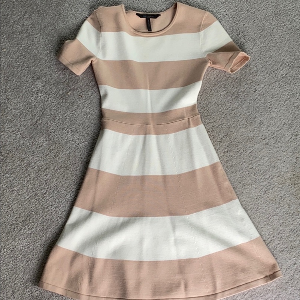 Bcbg pale pink and white dress